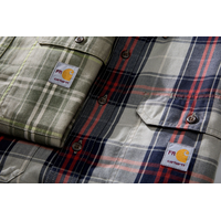 Carhartt Men's Flame Resistant Long Sleeve Plaid Shirt CloseUp