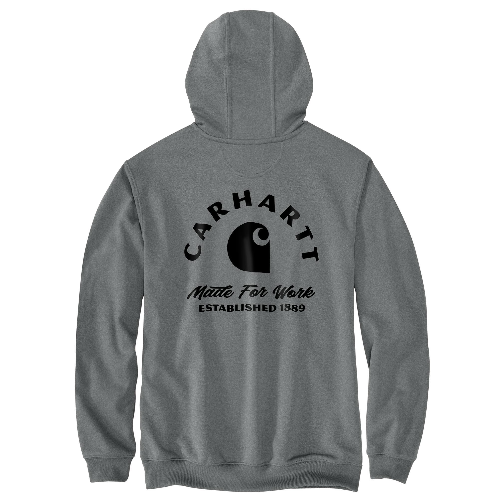 Chandail en molleton à capuche de poids moyen avec logo sur la manche pour hommes, Carhartt