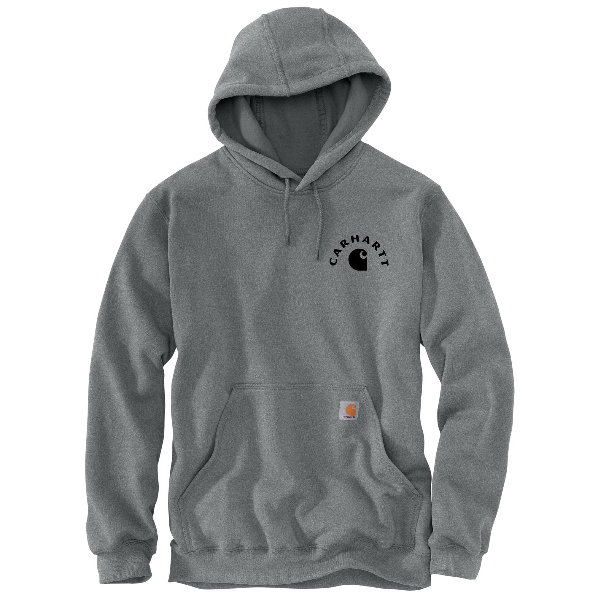 Chandail en molleton à capuche de poids moyen avec logo sur la manche pour hommes, Carhartt