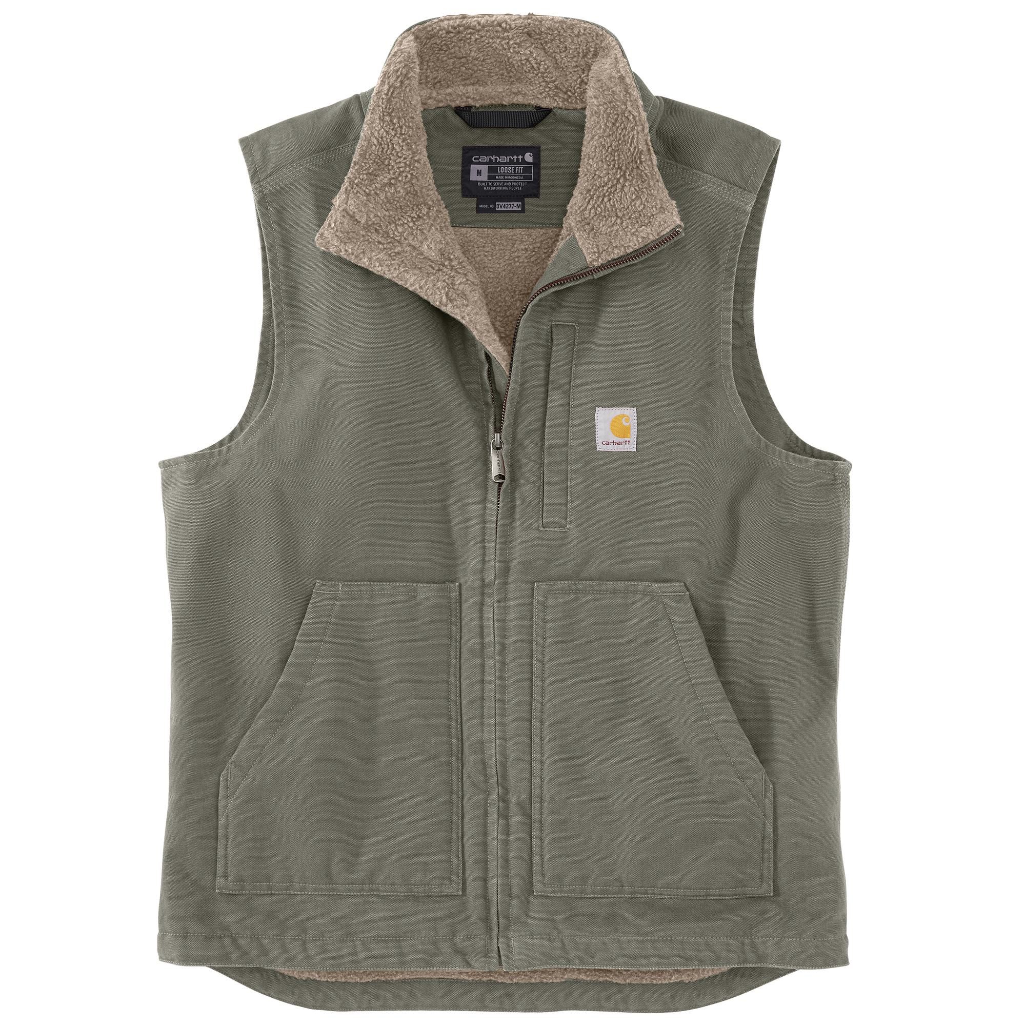 Carhartt Men's Gravel Washed Duck Sherpa-Lined Mockneck Vest