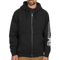 Chandail à capuche avec logo sur la manche et glissière sur le devant pour hommes, Timberland PRO