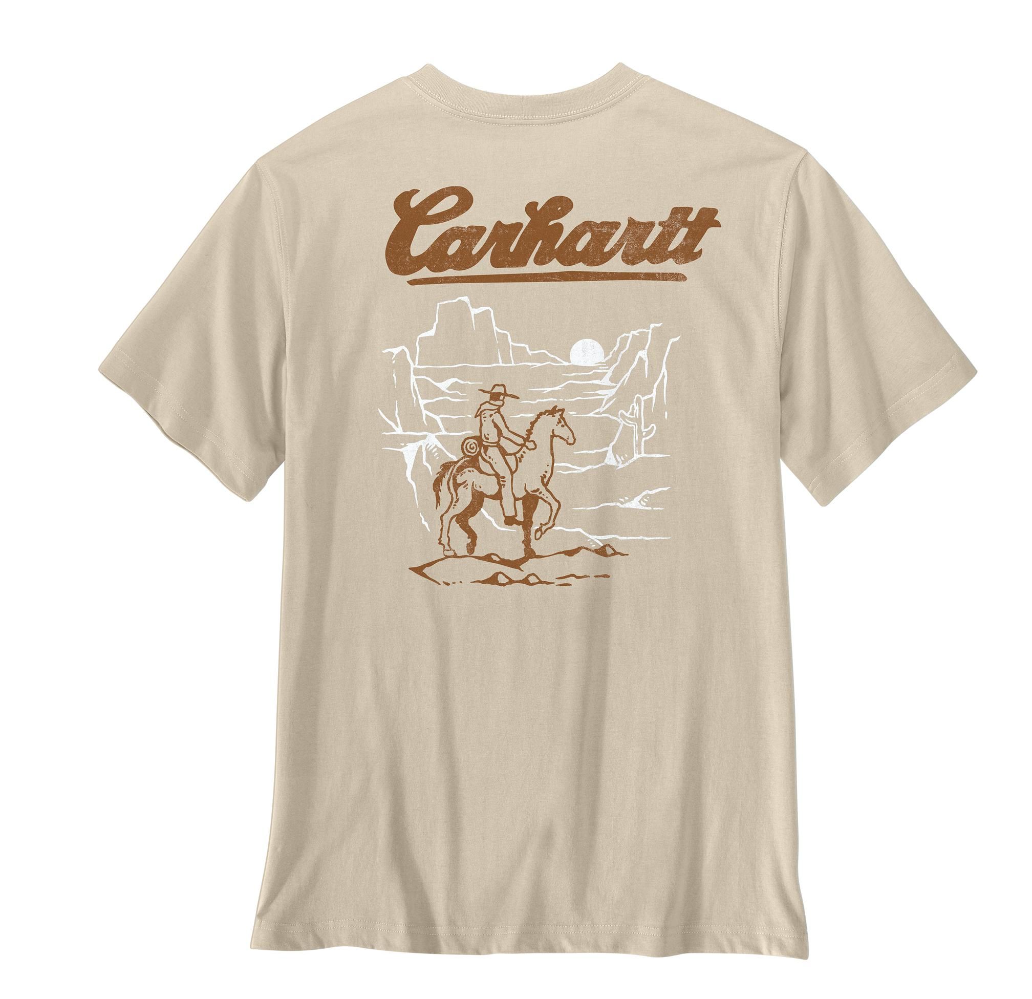 T-shirt décontracté à motif de soleil couchant et de cowboy pour hommes, Irvine, Carhartt