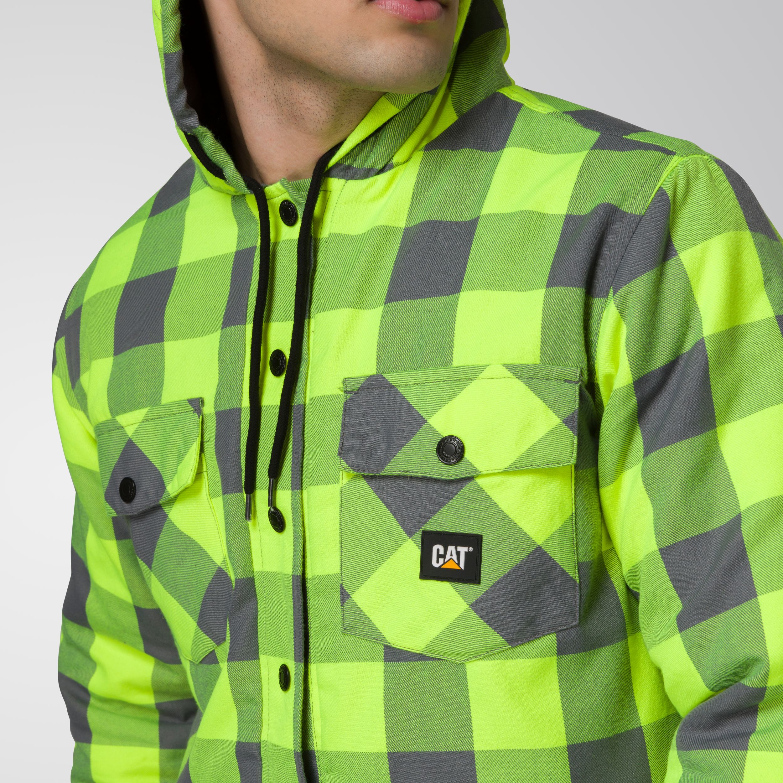 CAT Men's Hooded Flannel Shirt Jacket