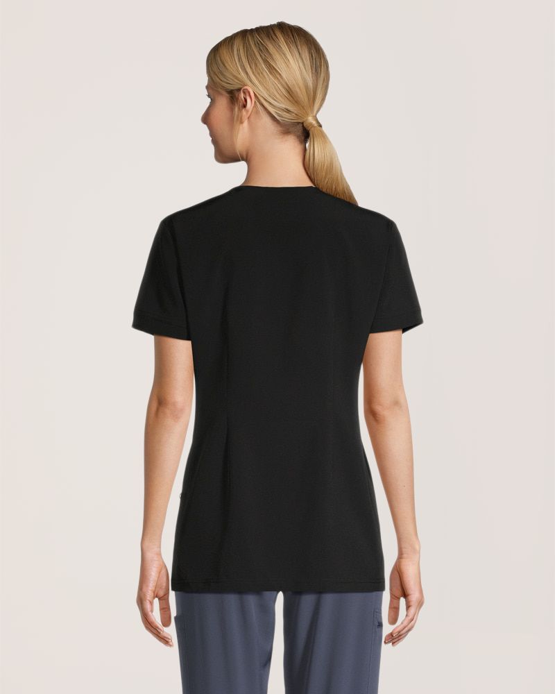 Haut d'uniforme médical sportif Scrubletics à encolure en V et à poche kangourou, pour femmes