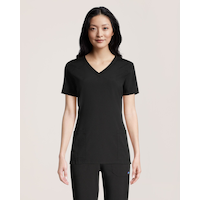 Scrubletics Women's V-Neck Athletic Kangaroo Pocket Scrub Top Front_Flat