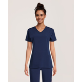 Scrubletics Women's V Neck Racer Back Scrub Top - Black Front_Flat