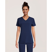Scrubletics Women's V Neck Racer Back Scrub Top - Black Front_Flat