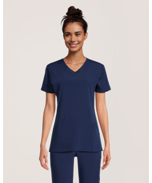 Scrubletics Women's V Neck Racer Back Scrub Top - Black