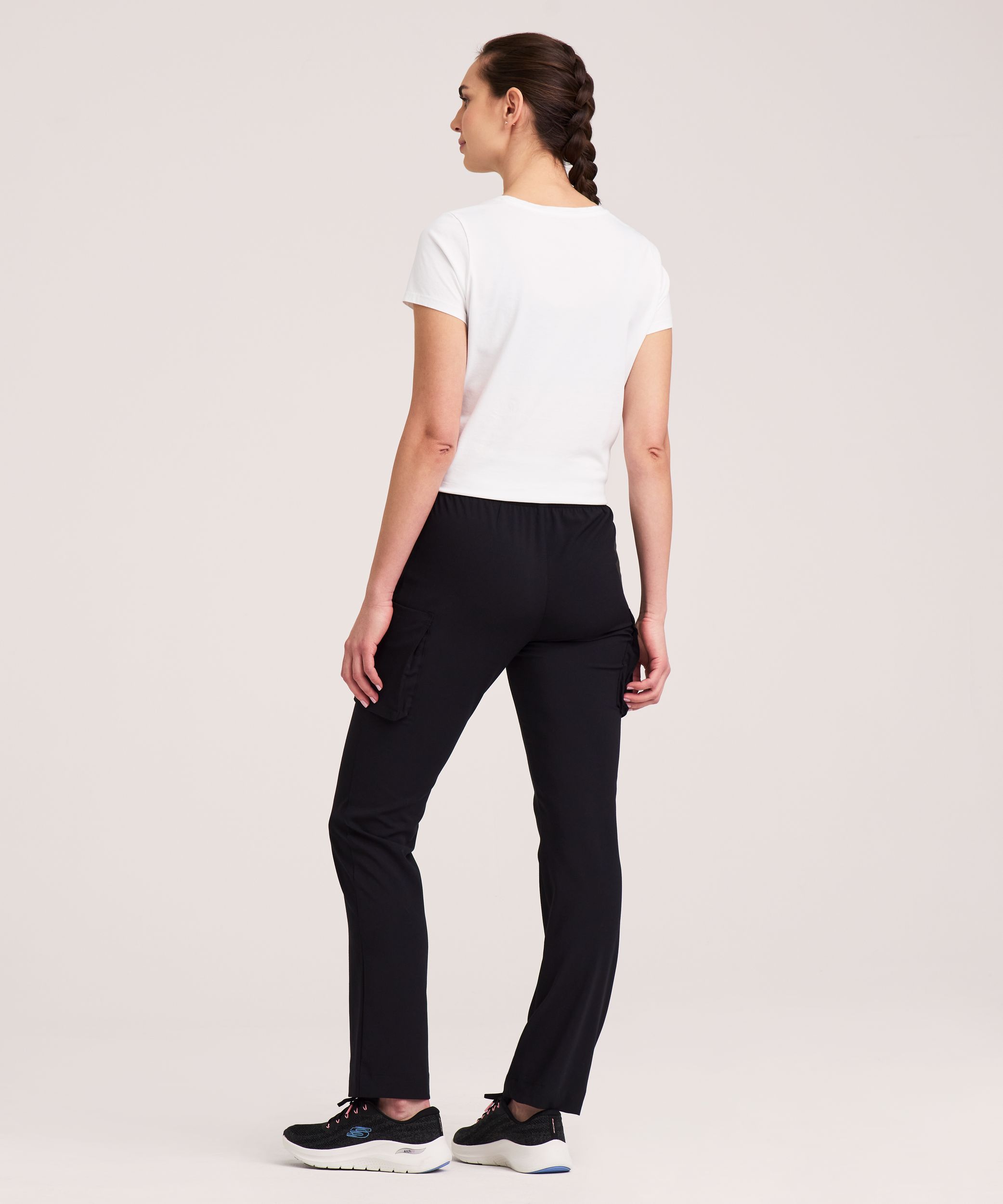 Health Pro Heart Women's Heart Cargo Pocket Elastic Stretch Waist with Drawstring Scrub Pants