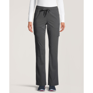 Health Pro Heart Women's Heart Cargo Pocket Elastic Stretch Waist with Drawstring Scrub Pants - Grey