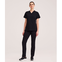 Haut d'uniforme médical Health Pro Heart de HEALTH PRO de couleur unie à encolure en V et à 5&nbsp;poches pour femmes, Women's Heart Front_Flat