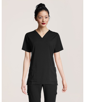 Haut d'uniforme médical Health Pro Heart de HEALTH PRO de couleur unie à encolure en V et à 5 poches pour femmes, Women's Heart