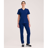 Haut d'uniforme médical Health Pro Heart de HEALTH PRO à encolure en V et à 5&nbsp;poches pour femmes, Women’s Heart Front_Flat