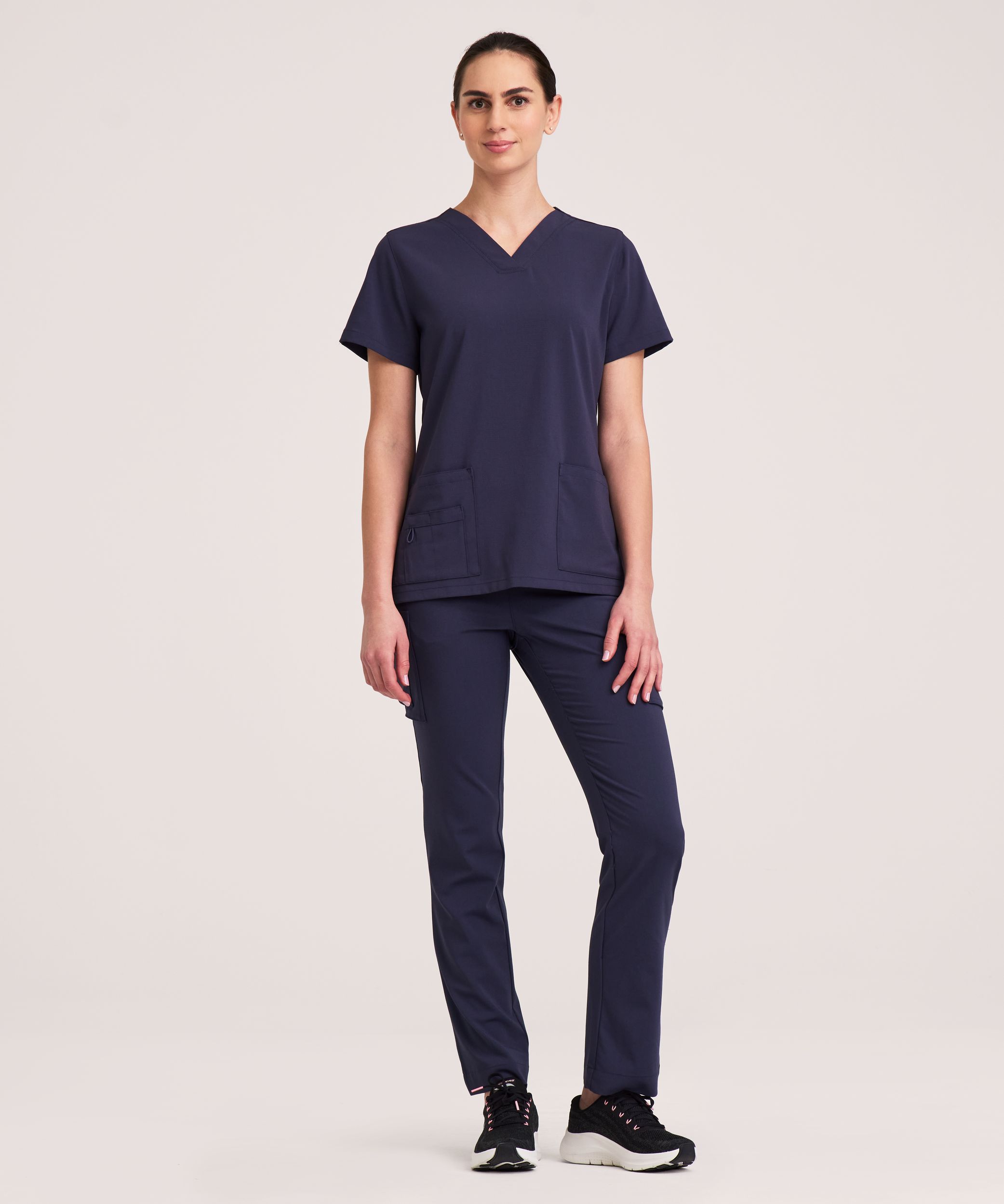 Health Pro Heart Women's Heart V-Neck Solid Scrub Top - Grey