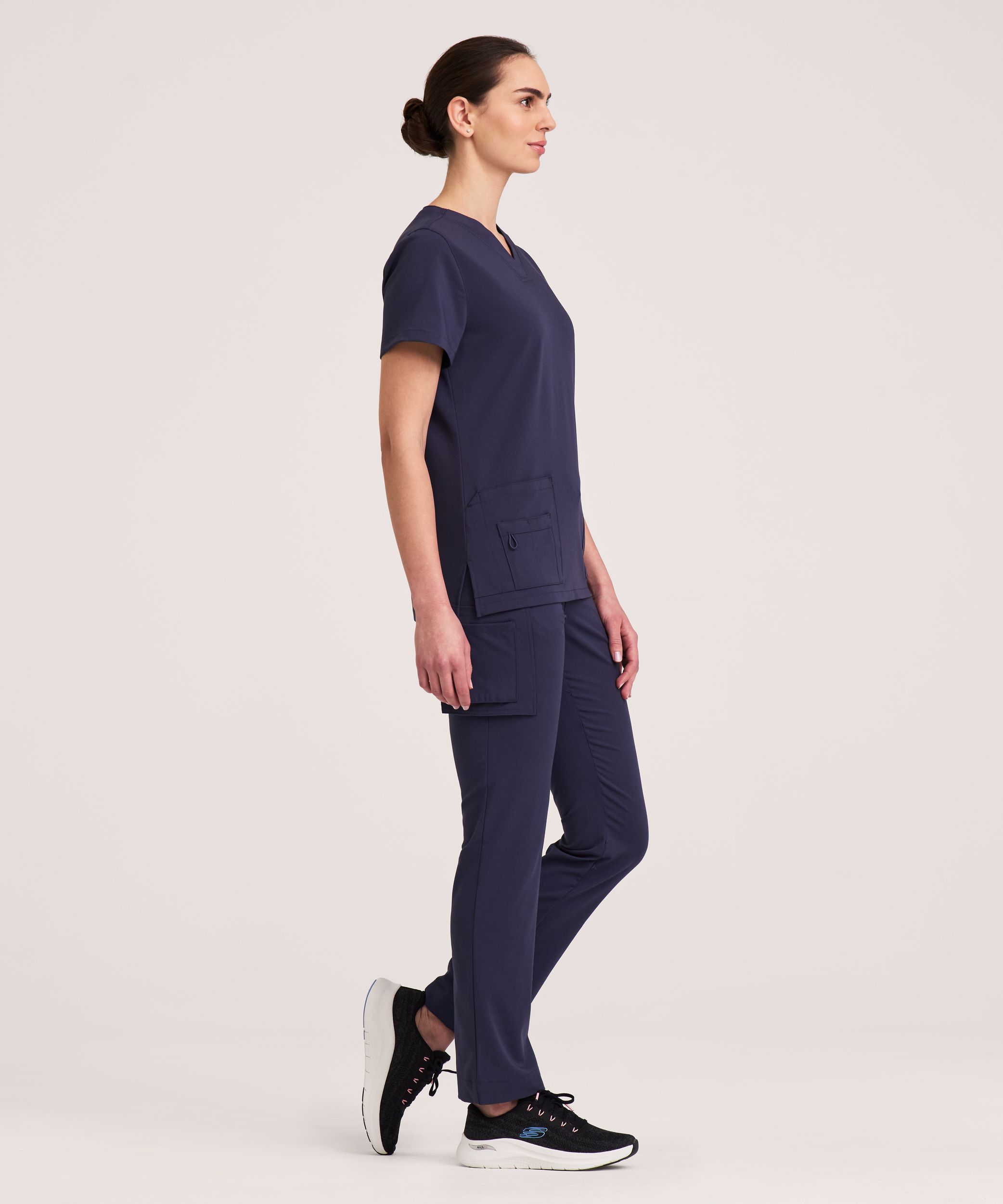 Health Pro Heart Women's Heart V-Neck Solid Scrub Top - Grey