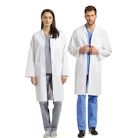 White Cross Unisex Three Pocket Lab Coat with Snaps - White Front_Flat