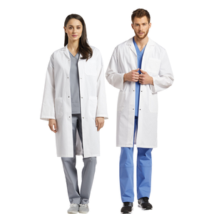 White Cross Unisex Three Pocket Lab Coat with Snaps - White