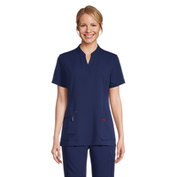 Haut d'uniforme médical extensible Helly Hansen Workwear à manches courtes et encolure fendue sur le devant, pour femmes Front_Flat