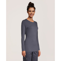 HEALTH PRO Women's Crewneck Long Sleeve Underscrub Shirt Front_Angled_Right