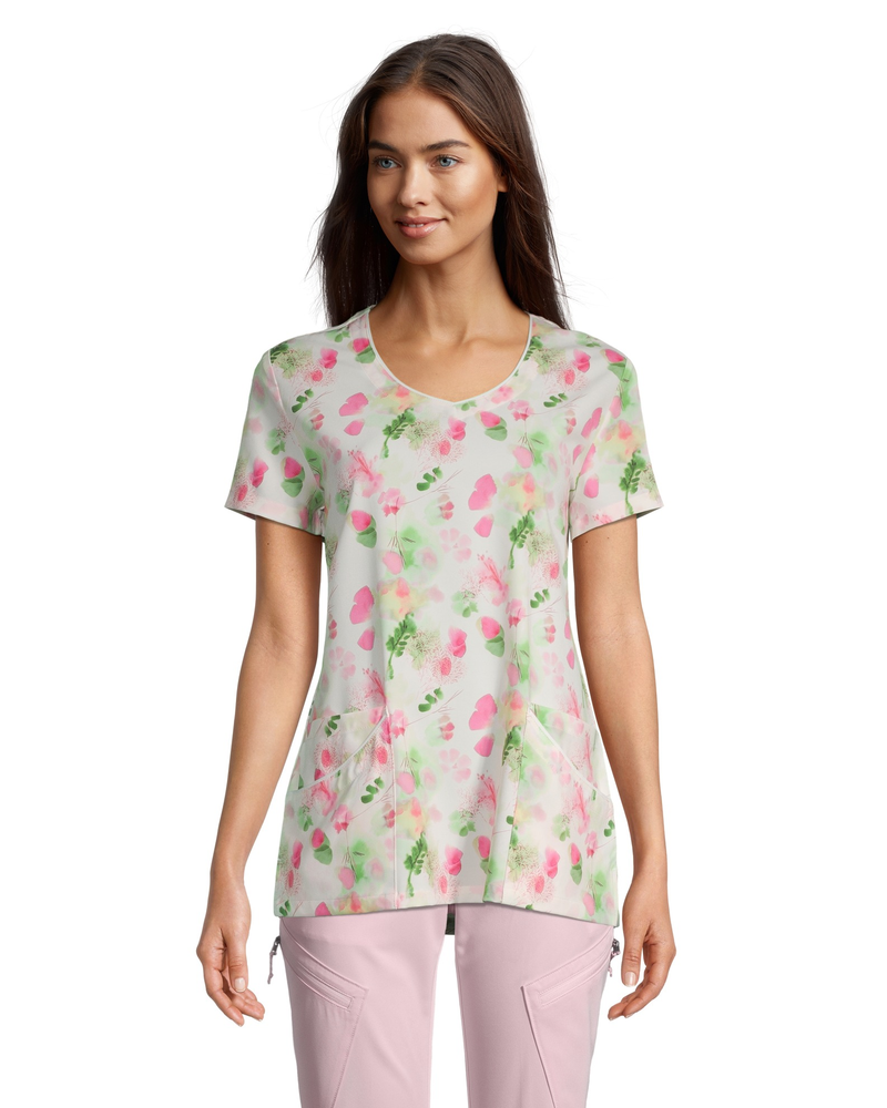 Floral-printed V-neck Shirt-