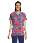 Scrubletics Women's V-Neck Athletic Kangaroo Pocket Scrub Top