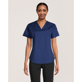 Haut d'uniforme médical avec encolure en V et 3&nbsp;poches à porter dans le pantalon pour femmes Front_Flat