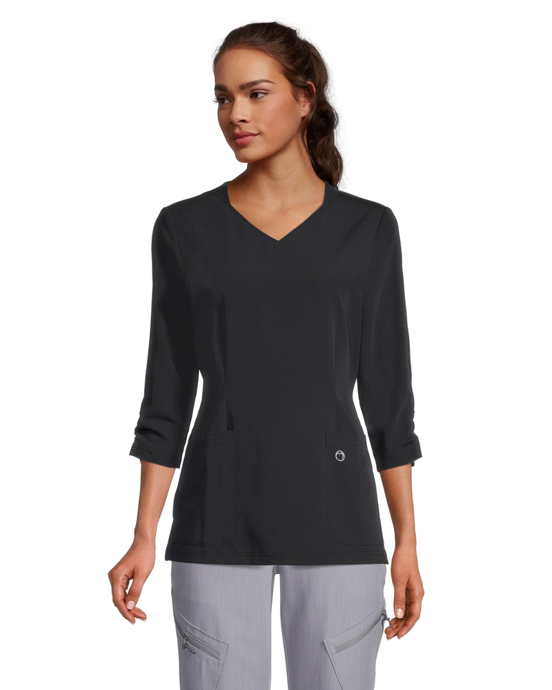 HEALTH PRO Women s 3 4 Sleeve Patch Pocket Scrub Top Marks