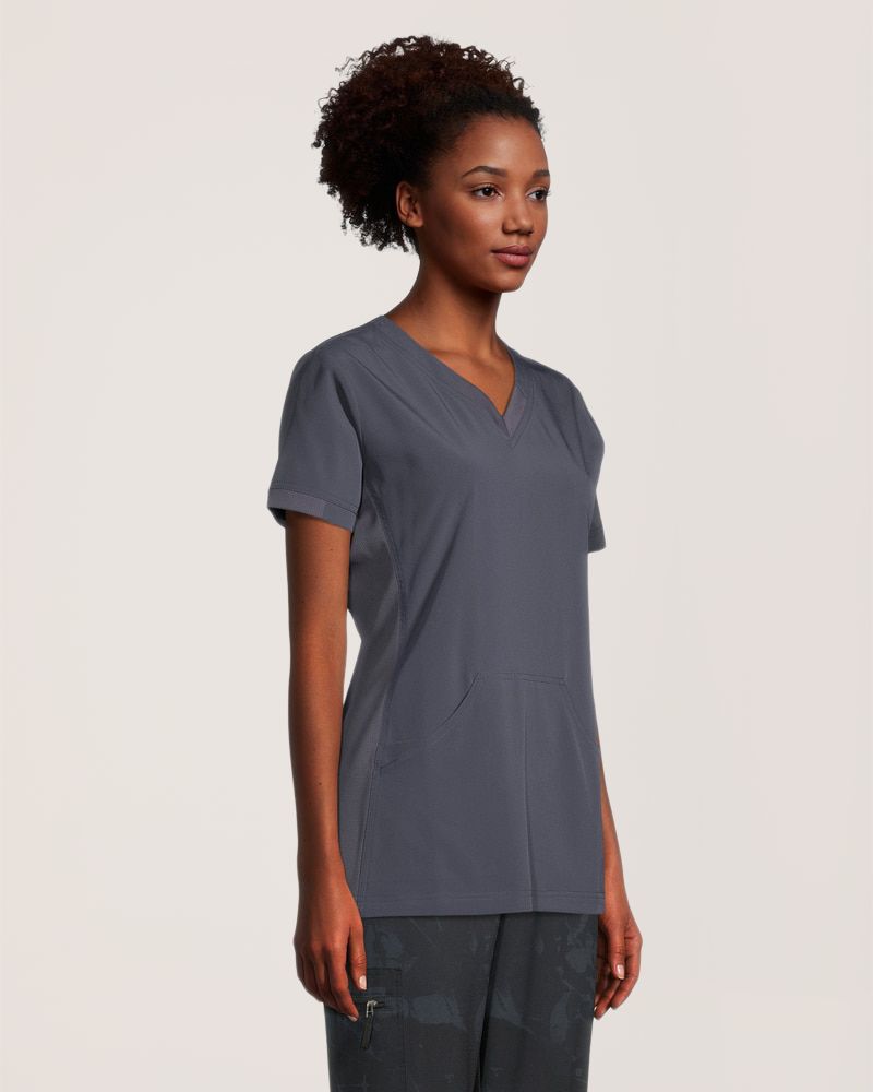 Women's V-Neck Athletic Kangaroo Scrub Top