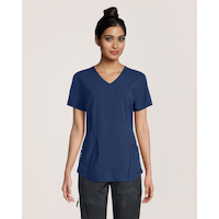 Scrubletics Women's V-Neck Curved Hem Scrub Top Front_Flat