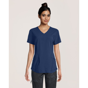 Scrubletics Women's V-Neck Curved Hem Scrub Top