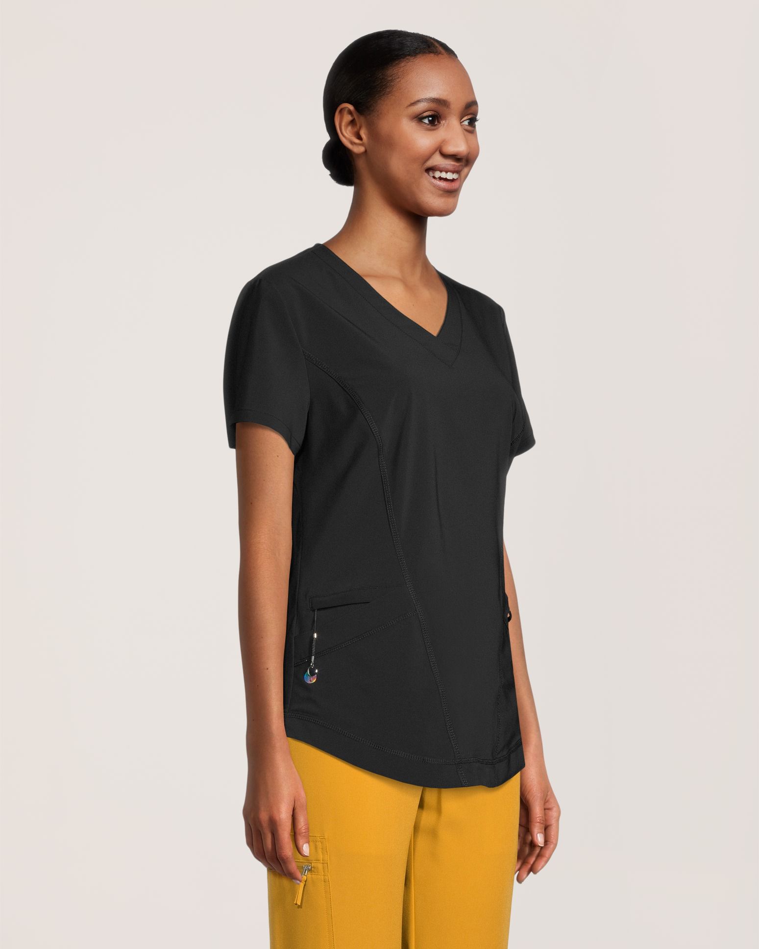 Scrubletics Women's V-Neck Curved Hem Scrub Top