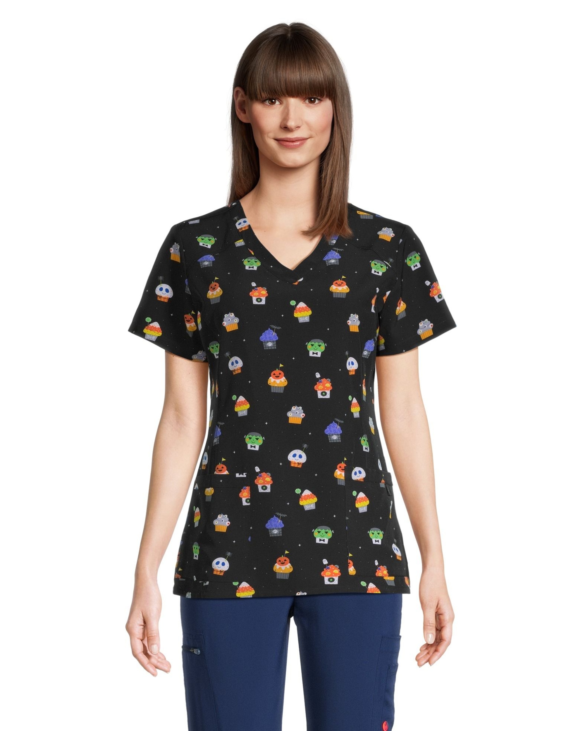 Scrubletics Women's 2Pocket VNeck Athletic Scrub Top Marks
