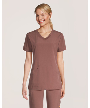 Haut d'uniforme médical style sportif à encolure en V et à deux poches pour femmes, Scrubletics