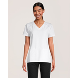 White Cross Women's V Neck Scrub Top Front_Flat