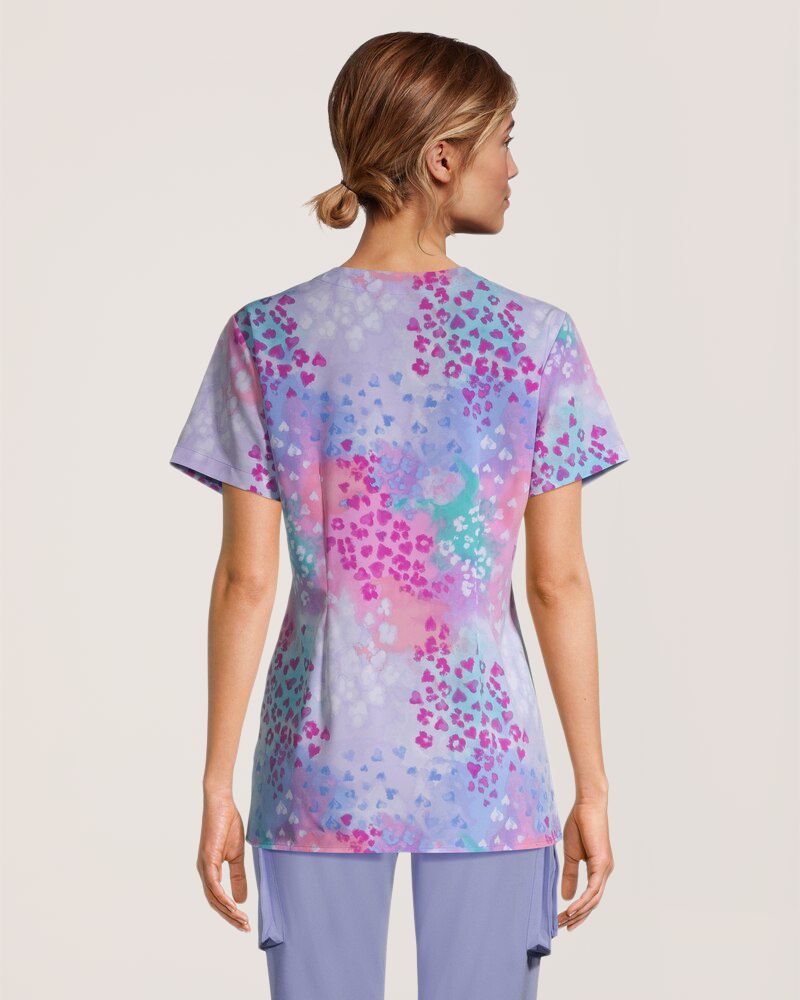 Haut d'uniforme médical imprimé à encolure en V pour femmes, Heart Sky, Health Pro