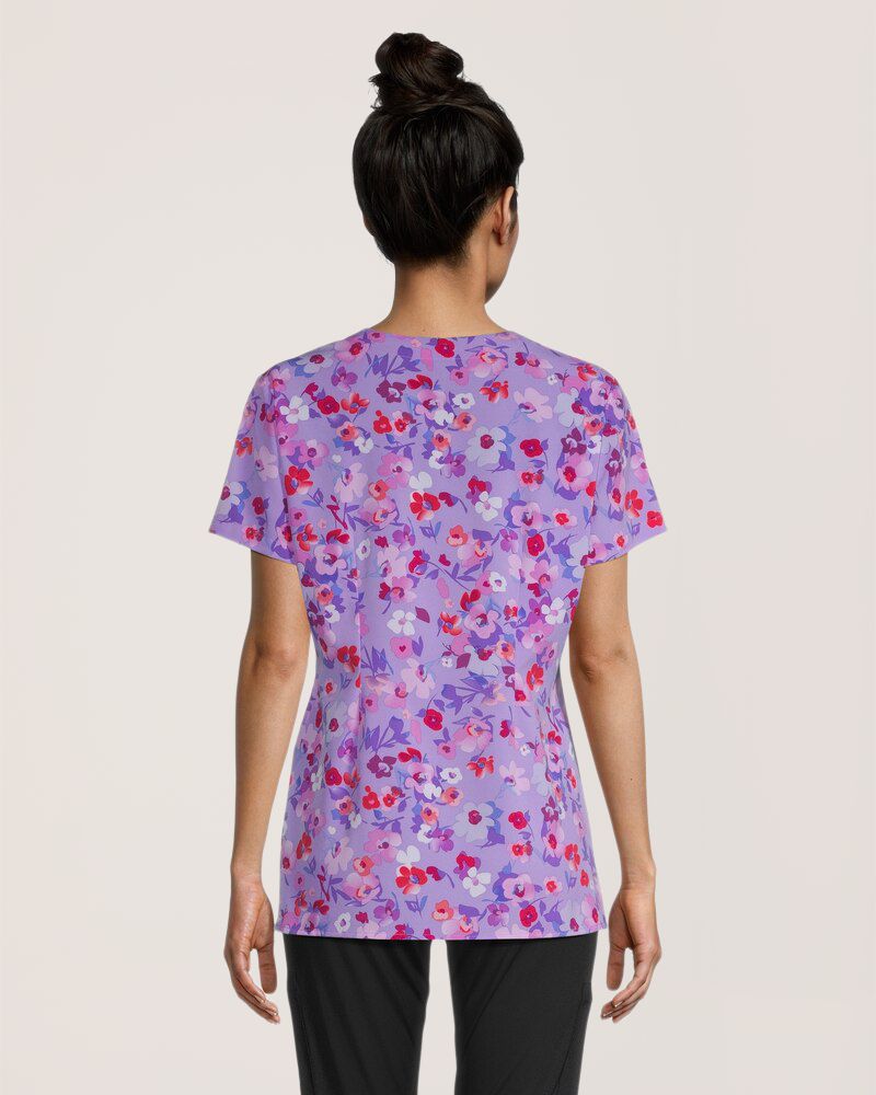 Haut d'uniforme médical à encolure en V pour femmes, Watercolour Garden, Health Pro