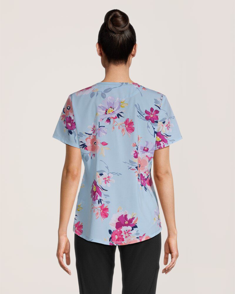 Haut d'uniforme médical à coutures princesse et imprimé floral pour femmes, Health Pro
