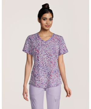 Haut d'uniforme médical à imprimé léopard et à encolure en V pour femmes, Health Pro