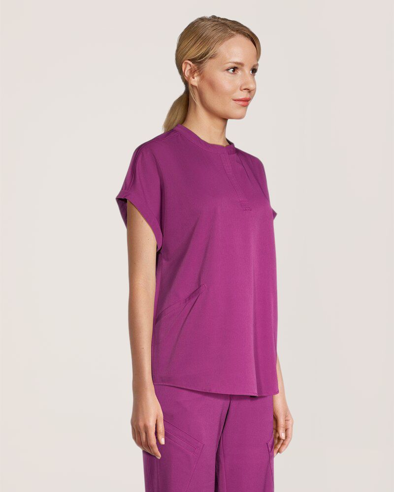 Health Pro Women's Y-Neck 4 Way Stretch Scrub Top