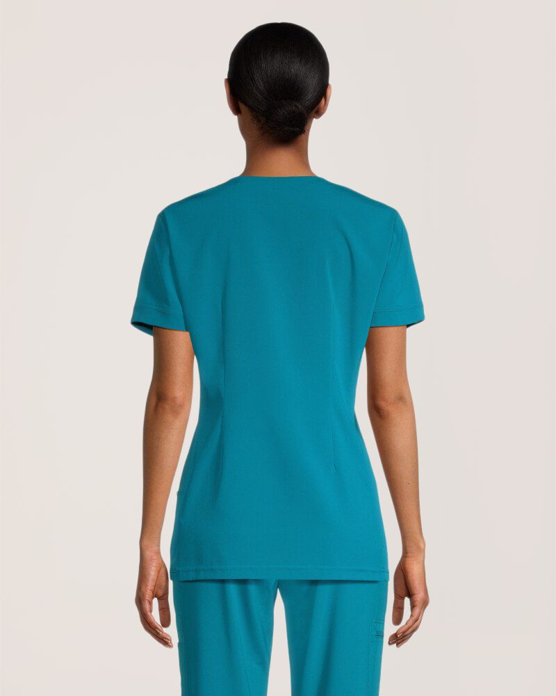 Haut d'uniforme médical à encolure en V et à poche kangourou pour femmes, Scrubletics