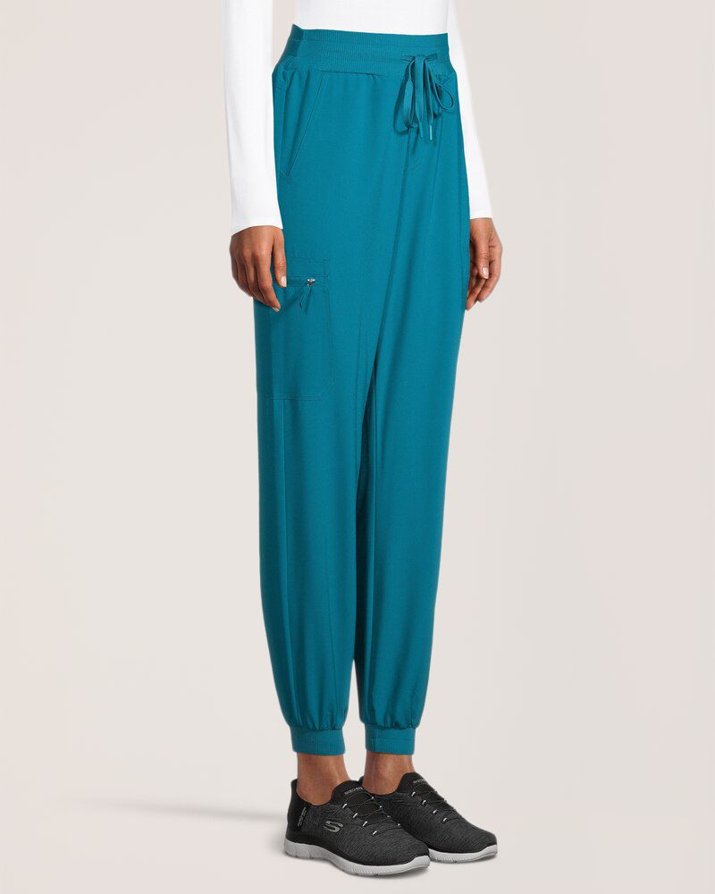 Pantalon d'uniforme médical cargo style jogging à taille haute pour femmes, Scrubletics