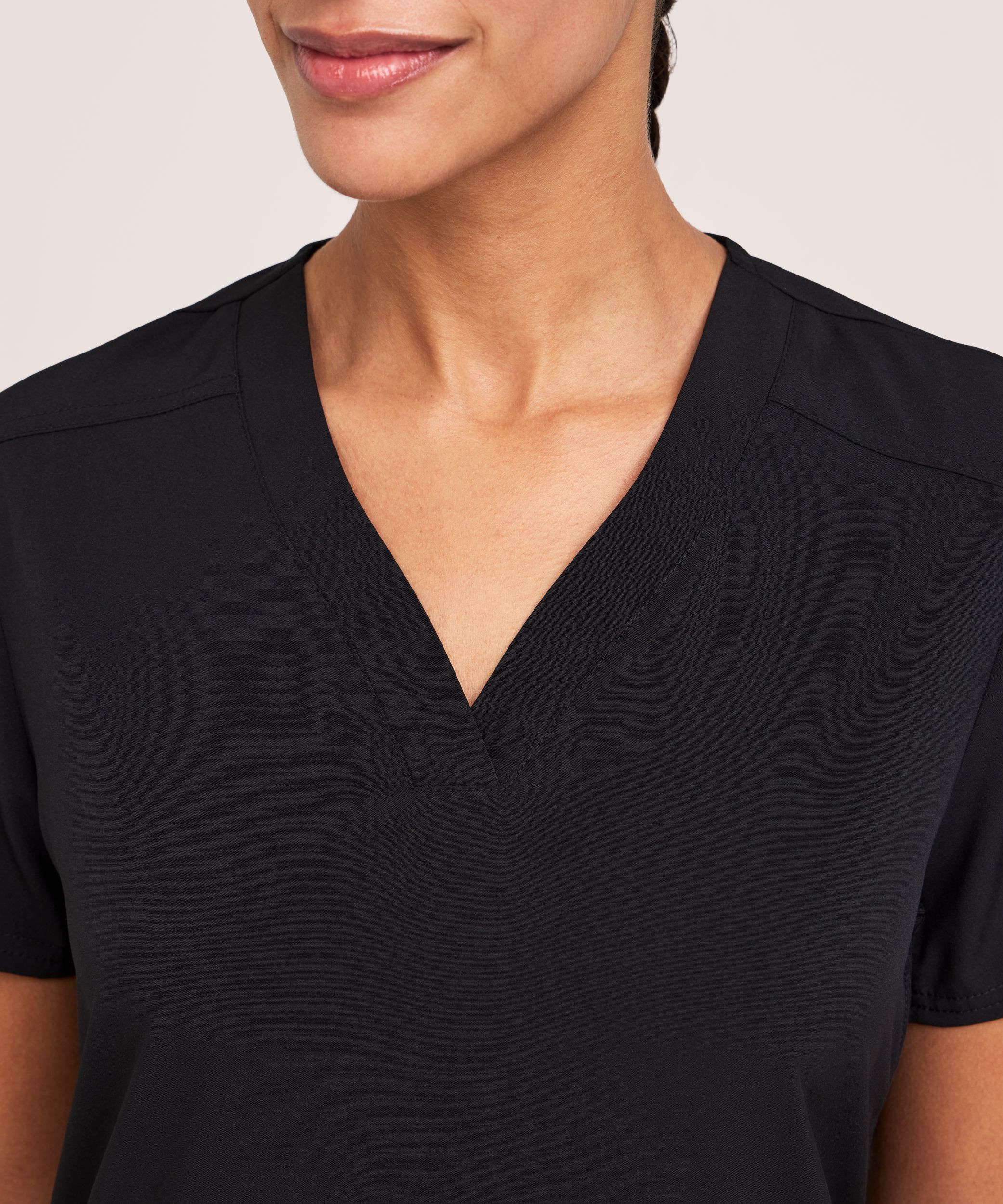 Scrubletics Women's V Neck Knit Panel Scrub Top