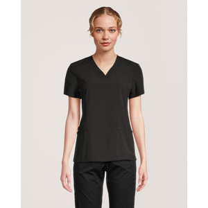 Scrubletics Women's V Neck Knit Panel Scrub Top