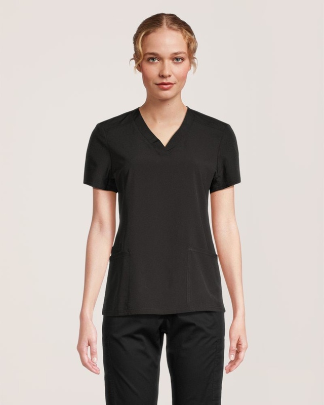 Scrubletics Women's V Neck Knit Panel Scrub Top