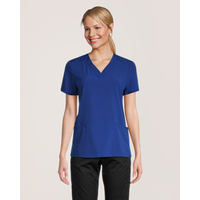 Scrubletics Women's V Neck Knit Panel Scrub Top