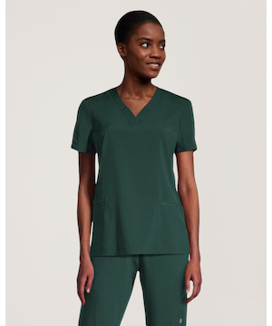 Scrubletics Women's V Neck Knit Panel Scrub Top
