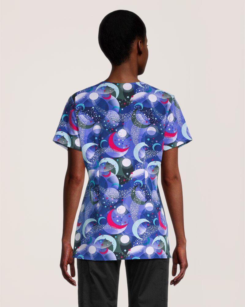 Haut d'uniforme médical de Health Pro à encolure en V avec imprimé pour femmes