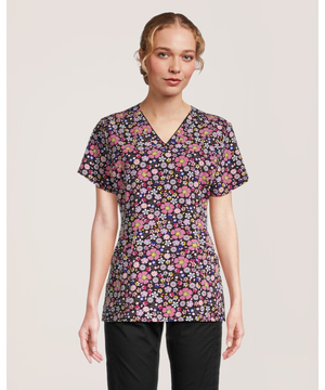 Health Pro Women's V Neck Printed Scrub Top