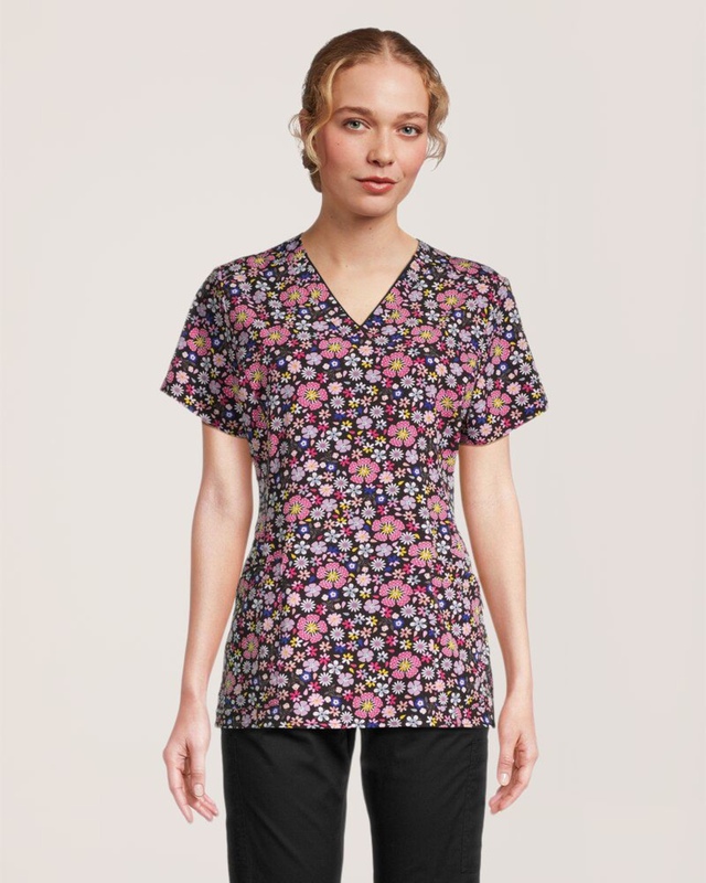 Health Pro Women's V Neck Printed Scrub Top