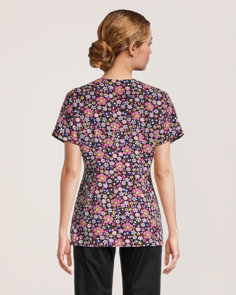 Haut d'uniforme médical de Health Pro à encolure en V avec imprimé pour femmes